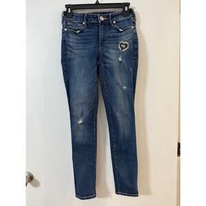 True Religion Women's HALLE Patched Midrise Skinny Distressed Jeans-Size 26
